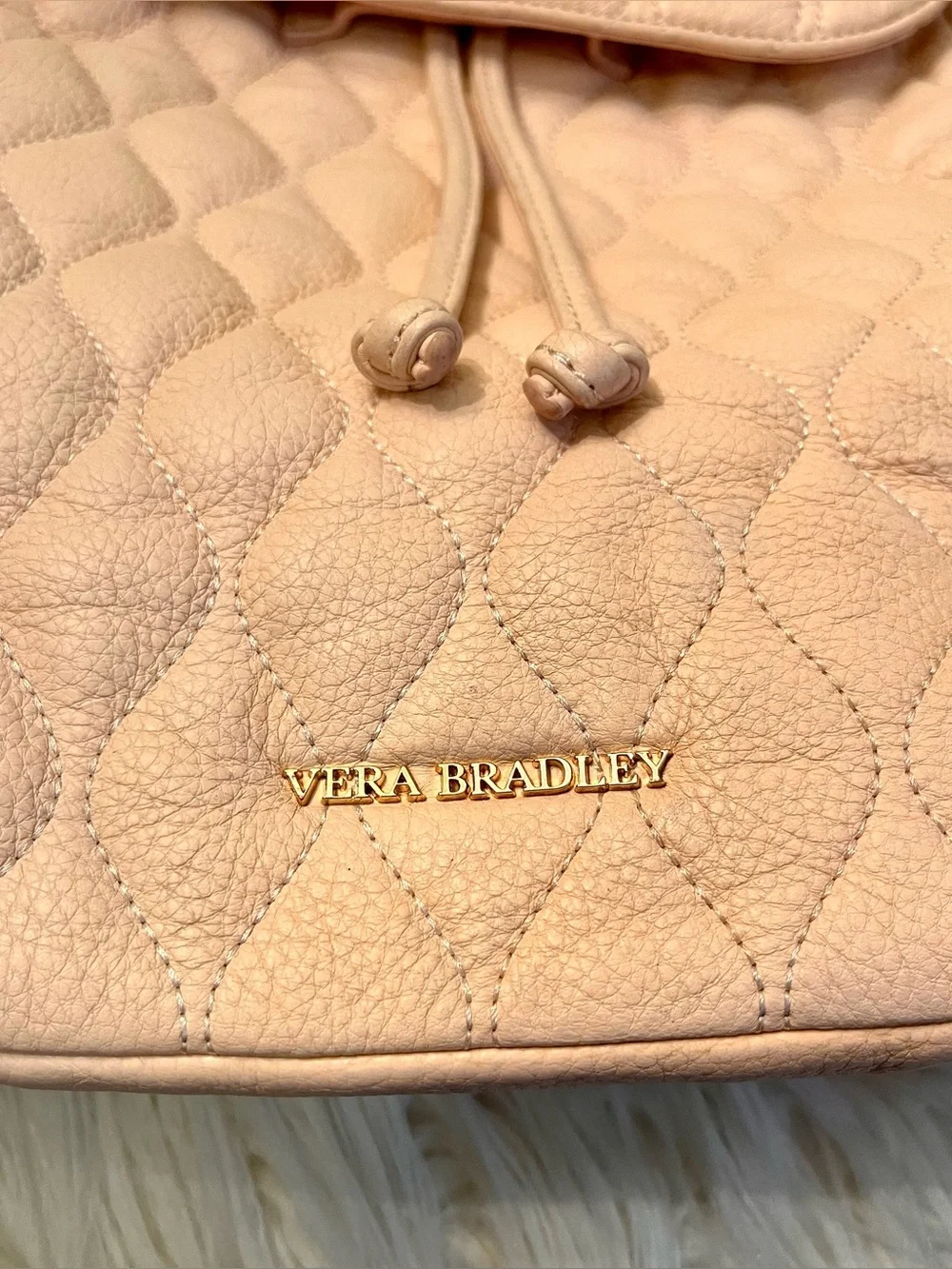 Vera Bradley Quilted Amy Pink Leather Backpack
